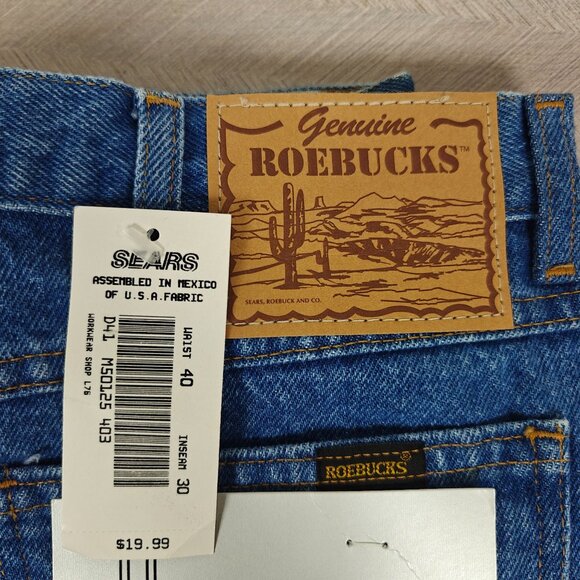 Sears Roebucks Vintage Jeans 40x30 Men's Blue Denim 100% Cotton Straight Leg NEW - Picture 3 of 8